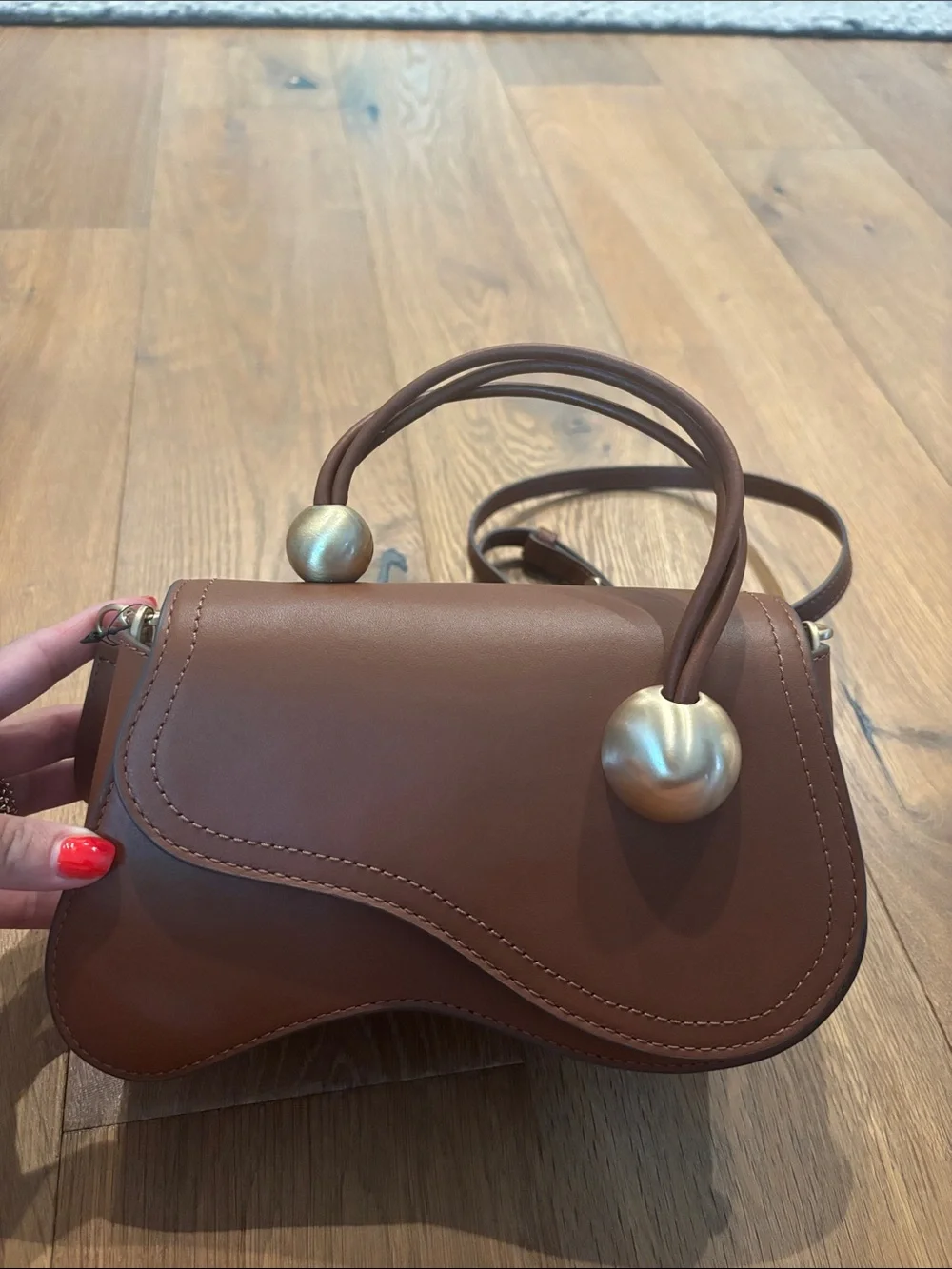 cult gaia Brown Kazia Nano Crossbody Bag with Gold Orbs